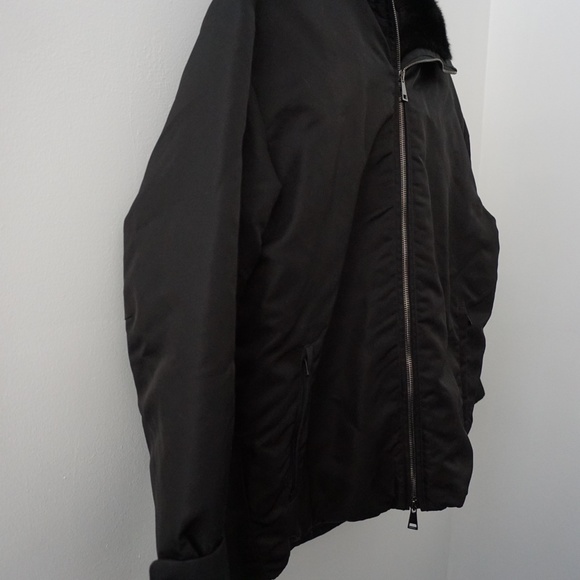 MONCLER Black Zipper Jacket Mink Fur Trim Lightweight - Picture 13 of 15